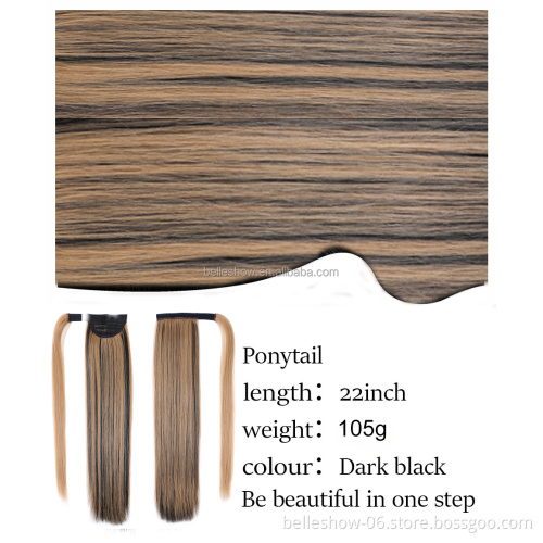 Long Straight Ponytail Hair Synthetic Ombre Mixed Color Straight Synthetic rainbow Ponytail Wrap Around Magic Paste Ponytail